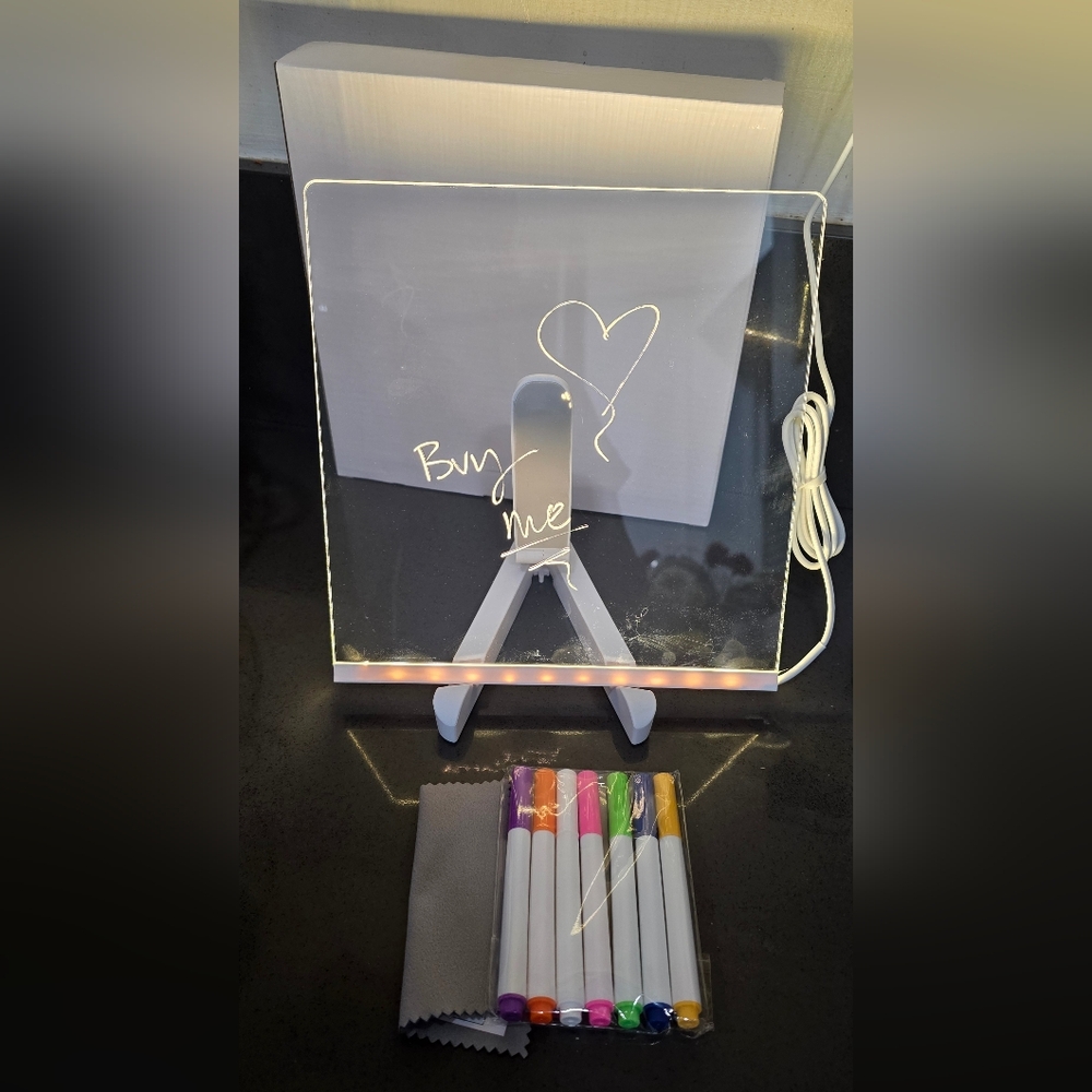 New LED Note Board With Night Light, Colorful DIY Acrylic Message Drawing Board